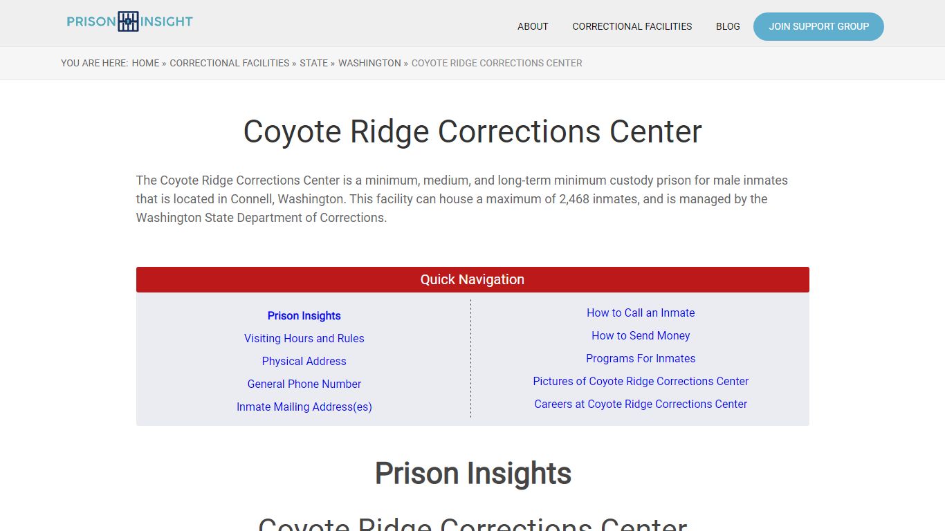 Coyote Ridge Corrections Center - Prison Insight