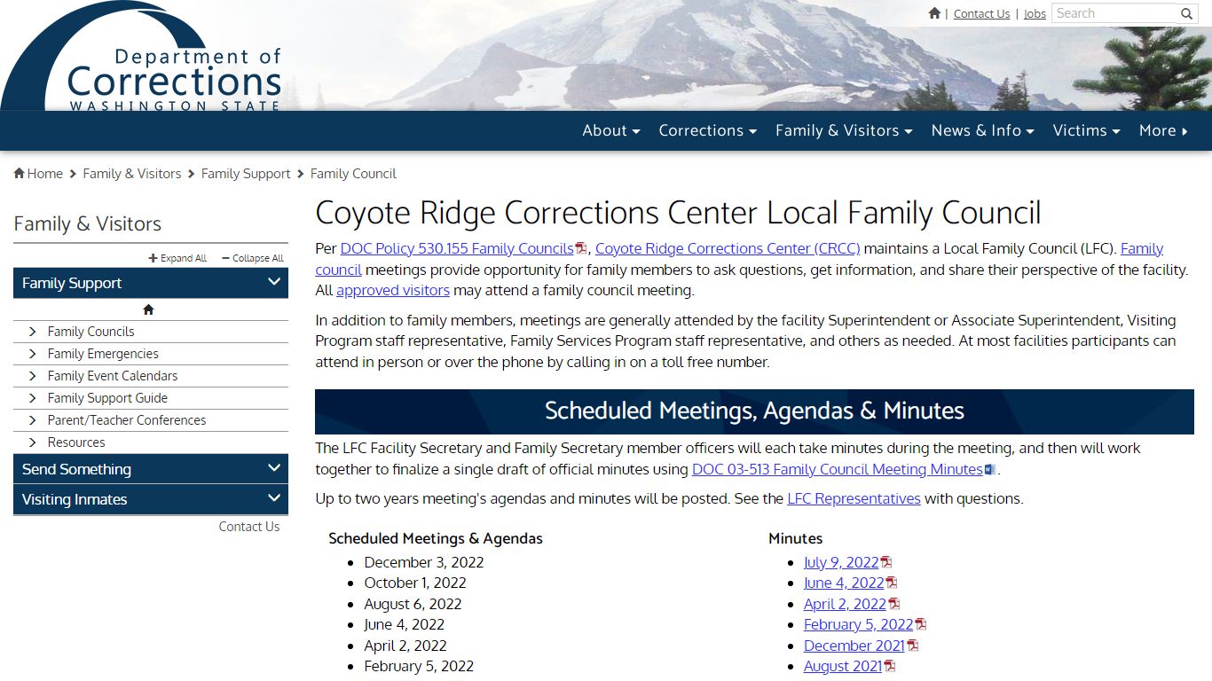 Coyote Ridge Corrections Center Local Family Council