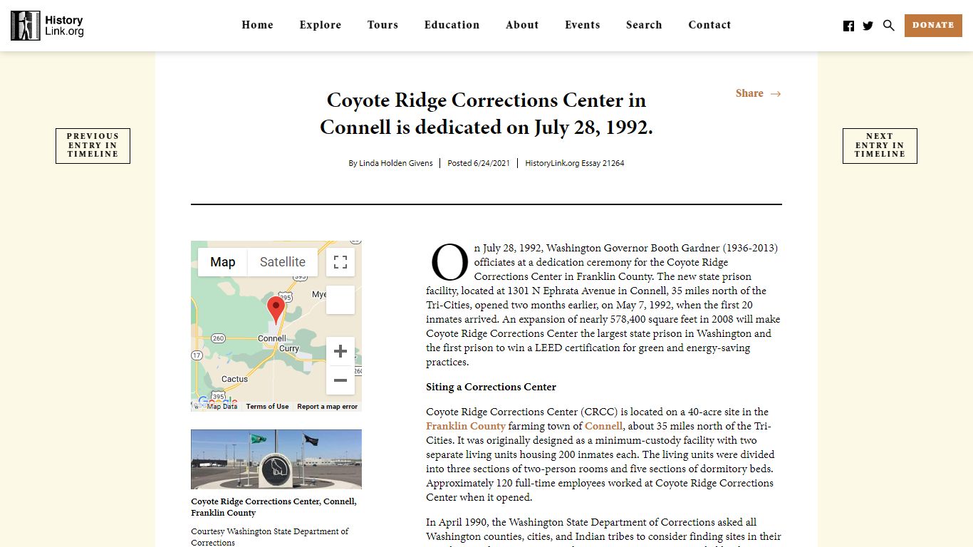 Coyote Ridge Corrections Center in Connell is dedicated on July 28 ...