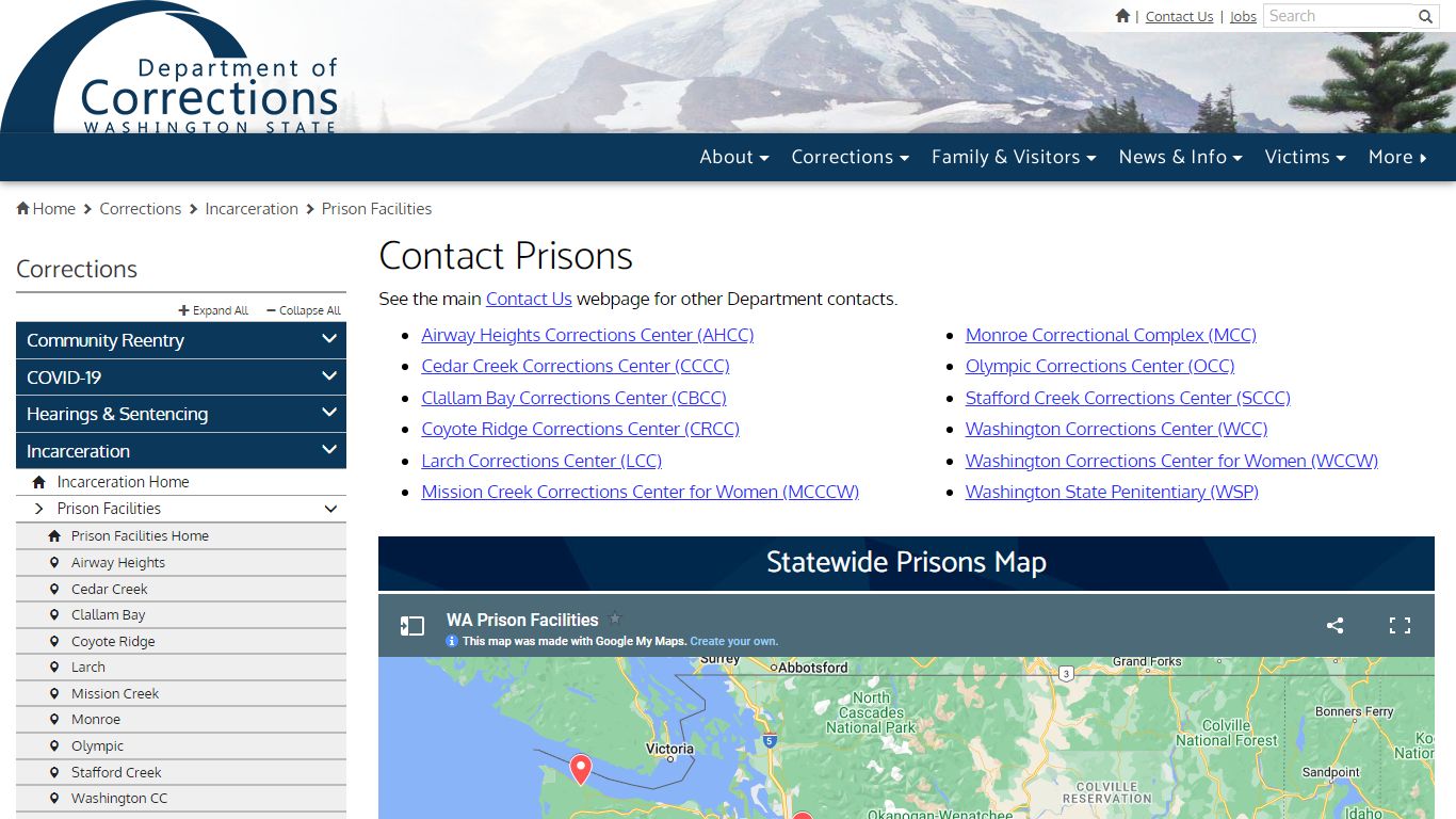 Contact Prisons | Washington State Department of Corrections